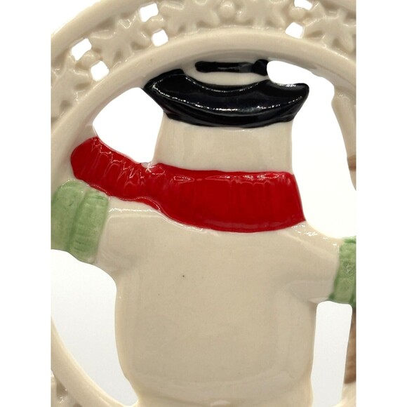 Lenox Pierced Figural Snowman Christmas Ornament Bone China 24K Gold Accent 3.5" - Picture 13 of 16